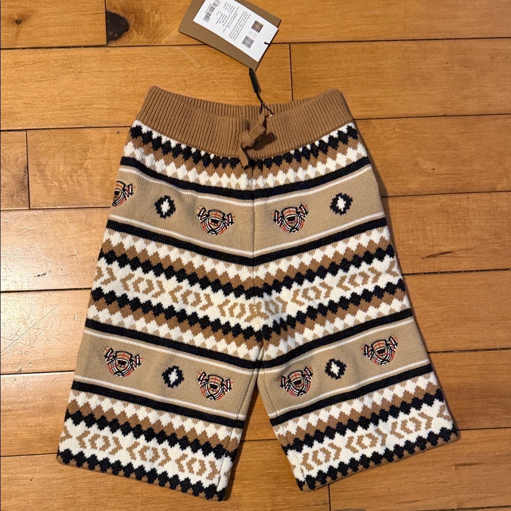 Burberry Kids Tan and Brown Patterned Knit Shorts